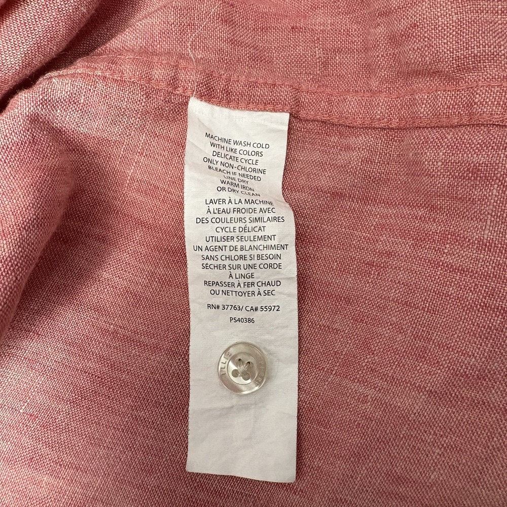 Perry Ellis Mens XXL 100% Linen Collared Button-Up Shirt Red Classic Preppy - Picture 5 of 6